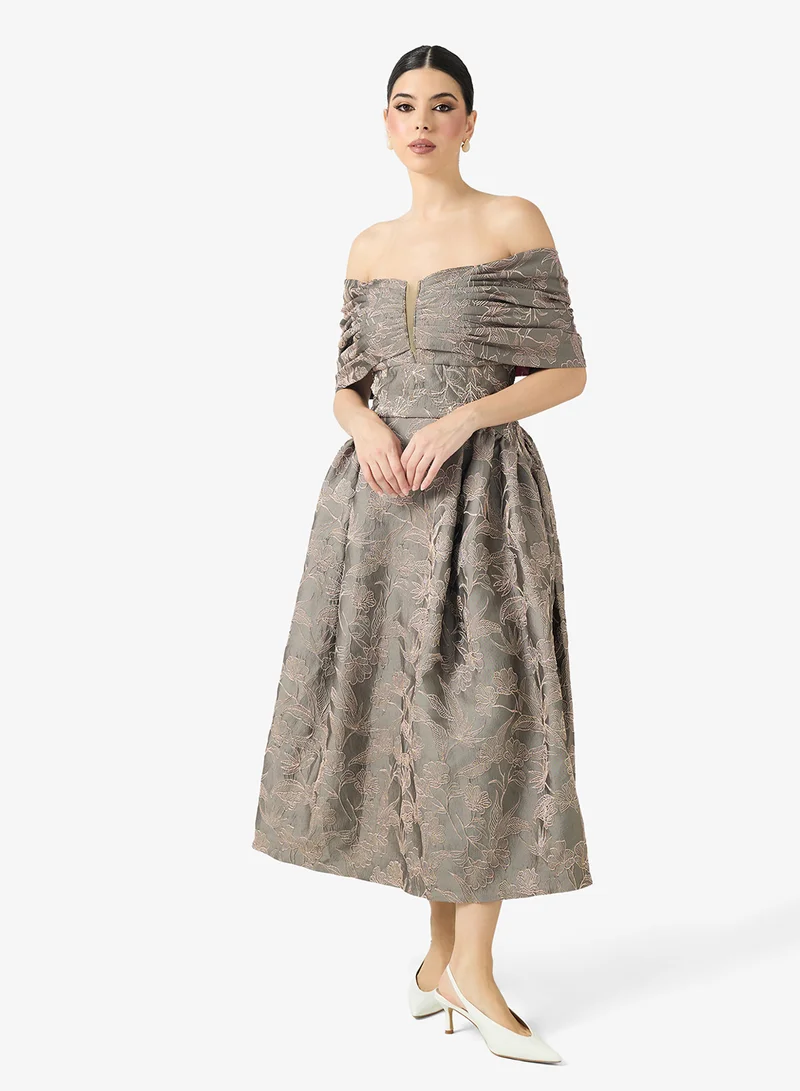 Threadz by Ajooni  Floral Off-Shoulder Dress for Women | Best Price UAE